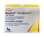 Фиасп, р-р для в/в и п/к введ. 100 ЕД/мл 3 мл №5 картриджи Пенфилл